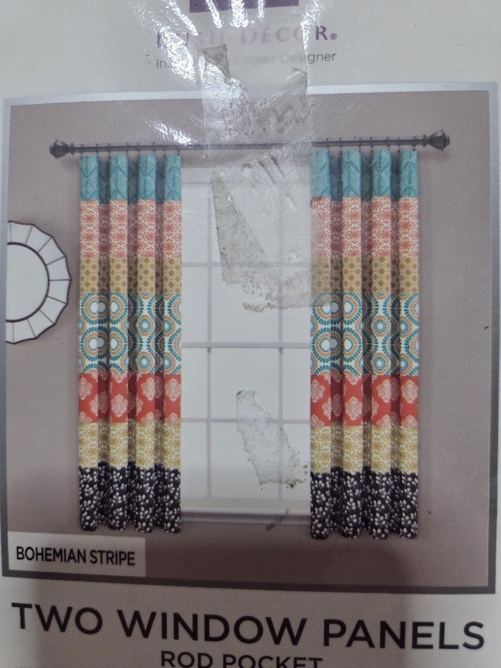 New Lush Decor BohemiBohemian Stripe Multicolor Window Curtain Panels - Two Pack